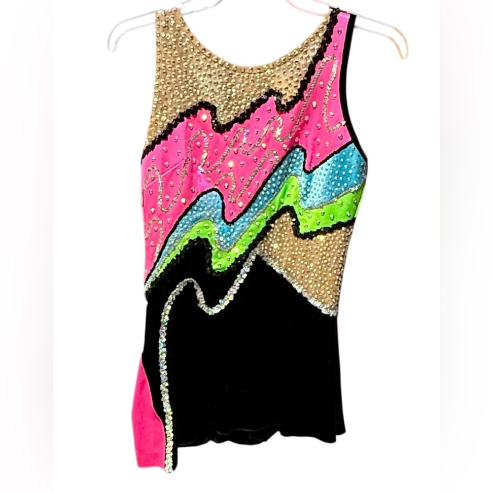 SHOWOFF COLORFUL TWIRLING COSTUME 1000+ RHINESTONES SZ ADULT LG